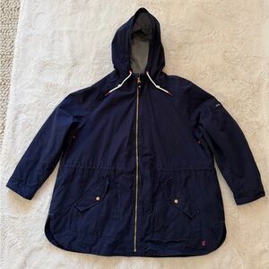 Joules Navy Hooded Raincoat with Gold Accents